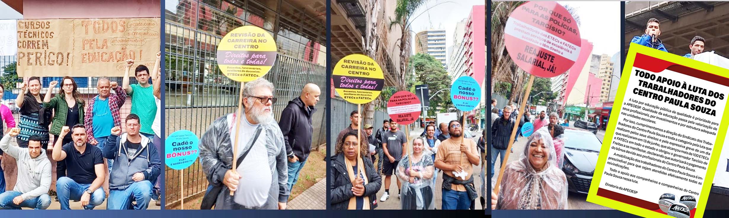 Entidade irmã: Apeoesp manifesta apoio à luta dos trabalhadores do Centro Paula Souza