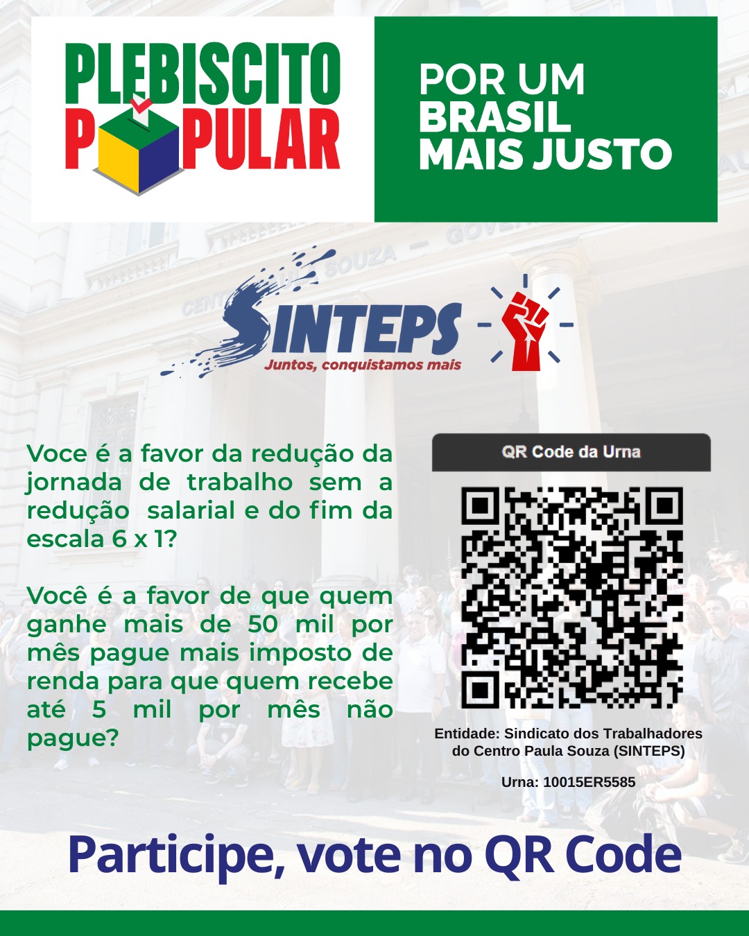 Cartaz Sinteps plebiscito popular