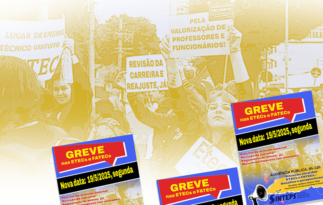 ATENÇÃO: Greve e audiência pública mudam para 19/5. Segue a luta pela revisão da carreira, reajuste e direitos. Bônus já tem indicadores!