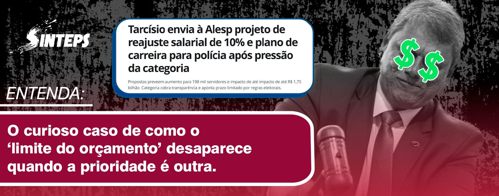 Tarcísio manda à Alesp projeto com 10% de reajuste para as polícias e reestruturação da carreira