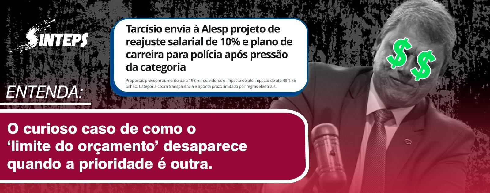 Tarcísio manda à Alesp projeto com 10% de reajuste para as polícias e reestruturação da carreira Tarcísio manda à Alesp projeto com 10% de reajuste para as polícias e reestruturação da carreira
